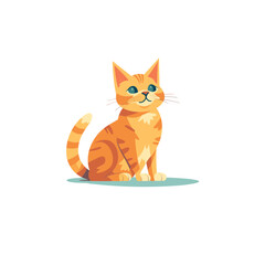 Cute cat sitting flat vector design