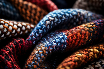 Close-up imagery capturing the rich textures of woven woolen fabrics 