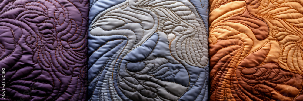 Aufkleber extreme close-ups capturing the intricate patterns of textural quilting on textiles