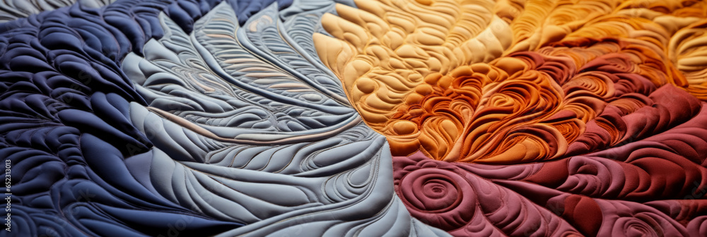Aufkleber extreme close-ups capturing the intricate patterns of textural quilting on textiles