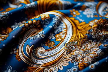 High-detailed imagery revealing the intricate motifs of paisley patterns on textiles 