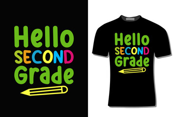 Naklejka premium Hello 2nd Grade T-Shirt Design For Print, Poster, Card, Mug, Bag, Invitation And Party.