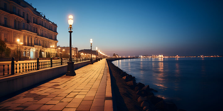 Street Lights by the Sea Background - High-quality Free Backgrounds
