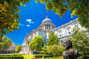 Saint Paul's Cathedral from green park in London street view