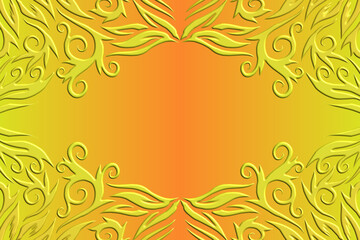 Luxurious frame golden gold batik ethnic dayak aztec Kalimantan pattern for background textile garment