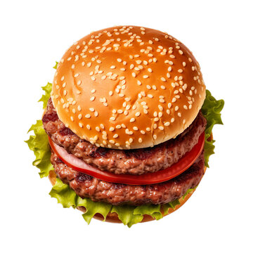 Top view of Turkish food Islak Hamburger Wet Burger isolated on a white transparent background