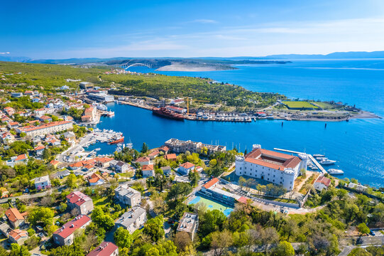 Town of Kraljevica in Kvarner bay aerial view