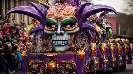 Mardi Gras (New Orleans, USA) - Known for its elaborate parades and festive atmosphere. - obrazy, fototapety, plakaty