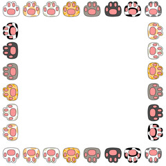 set of cute cat foot doodle art border design