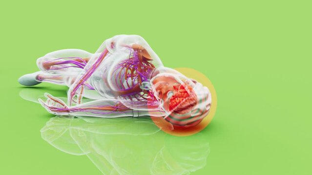 4K abstract animation of a Cyclist and a concussion