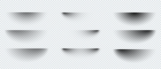 Shadows set isolated on transparent background. Circle shadow template.  Vector illustration