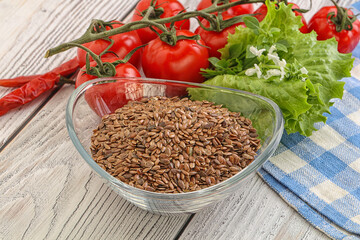 Dry Raw flax seed in the bowl