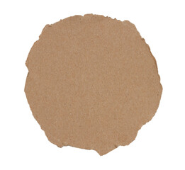 Brown cardboard paper ripped circle isolated on white
