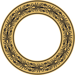 Vector gold seamless round Egyptian ornament. Infinite circle, ring, border, Ancient Egypt frame.