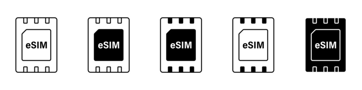 E sim icon set simple design