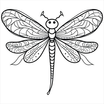 Carton cute dragonfly coloring book for kids