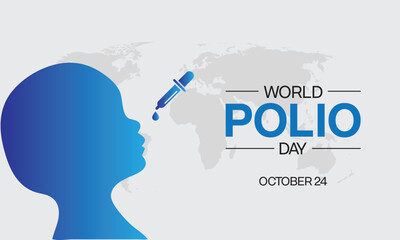 World Polio Day design with a child silhouette and medicine dropper. Vector illustration - obrazy, fototapety, plakaty