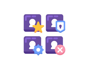 configuration, security, and account deletion. VIP account or membership. account management. collection of symbols or icons. flat and minimalistic design concept. vector elements. white background
