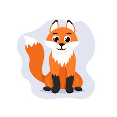 Obraz premium Cute forest little fox cub, flat style.