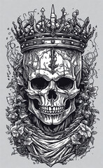 Illustration of a skull king with a golden crown 2