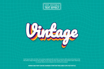 Editable text effect Vintage 3d cartoon template stlye modren premium vector