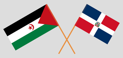 Crossed flags of Western Sahara and Dominican Republic. Official colors. Correct proportion