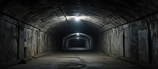 Underground passageway with sturdy concrete walls in deserted structure