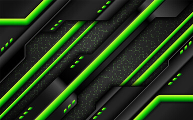 Black and Neon Green Abstract Technology Background, Futuristic Dark Theme Gaming Banner Backdrop for Gamers and Streamers