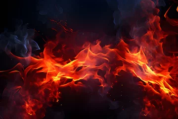 Gordijnen fire flames on black background © sonchai paladsai