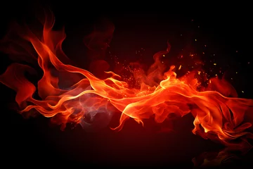 Deurstickers fire flames on black background © sonchai paladsai