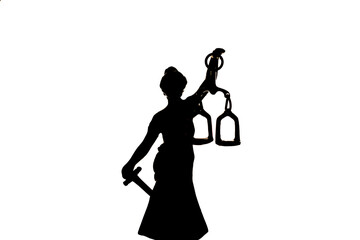 Lady Justice, goddess Justitia, with white background