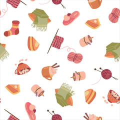 Autumn cozy seamless pattern. Design for fabric, textile, wallpaper, packaging.	

