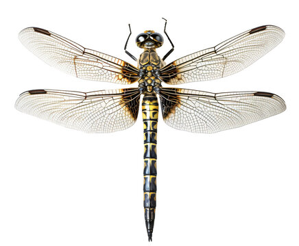 Black Dragonfly isolated on the transparent background PNG.