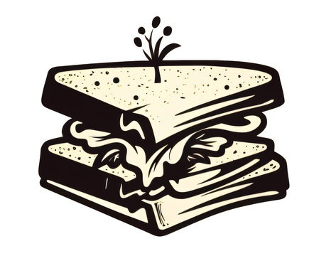 Sandwich Icon, Snack Symbol, Food Logo, isolated on the transparent background PNG.