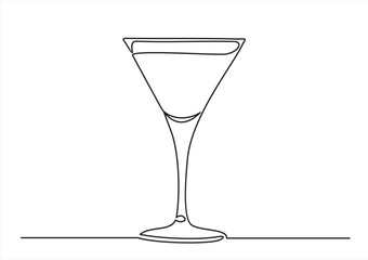 One line continuous drawing of Martini glass 