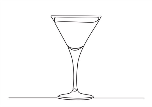 recommend clip art: One line continuous drawing of Martini glass 