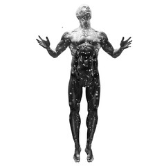Spiritual illustration of male figure.  Esoteric and Futuristic poster. Generative AI