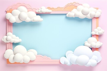 Creative paper cut style of blue sky and clouds for design projects related to nature environment or decoration. Generative AI
