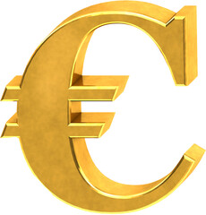 golden euro symbol 3d render