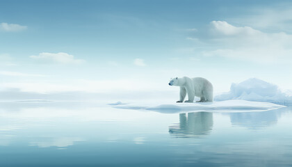 Polar bear on an ice floe in the sea