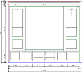 Vector sketch illustration of interior design of television backdrop furniture and furnishings