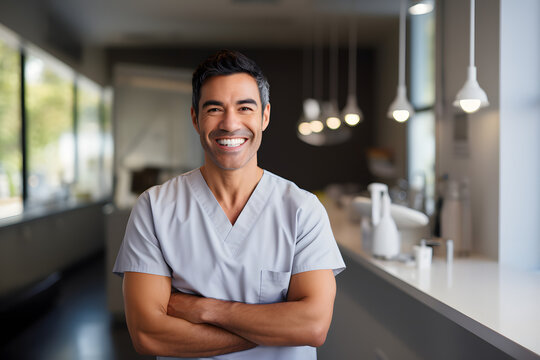 Hombre dentista sonriendo a cámara