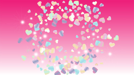 Realistic Background with Confetti of Hearts Glitter Particles. St. Valentine Day. Celebration pattern. Light Spots. Explosion of Confetti. Glitter Vector Illustration. Design for Banner.