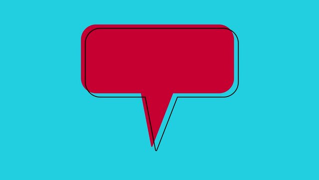 Red thought bubble on chroma key background. Animated white speech bubble. Chat balloon with copy space. Useful for comics and cartoons.