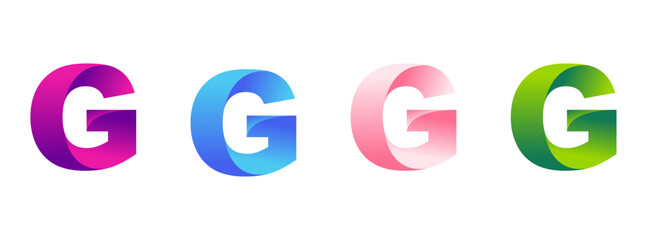 Letter G logo in four different colors, smoothly transitioning in a gradient. A vibrant and stylish design. Modern vector illustration symbol.