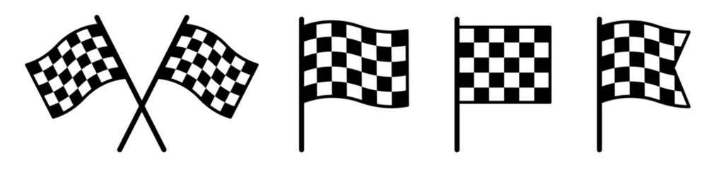 Checkered flags f1 racing. Two crossed racing flags. Motorsport concept. Formula 1 championship. Vector illustration
