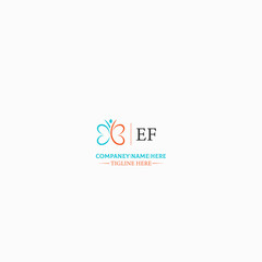 EF letter logo design . EF polygon, circle, triangle, hexagon, flat and simple style with black and white color variation letter logo set in one artboard. EF