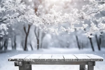 Foto op Plexiglas winter forest background with snow © fadi