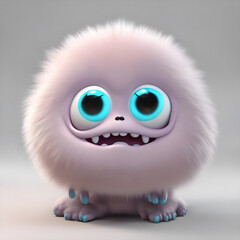 Obraz premium cute little monster smooth skin soft fur bright eyes