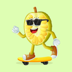 jackfruit character skateboarding